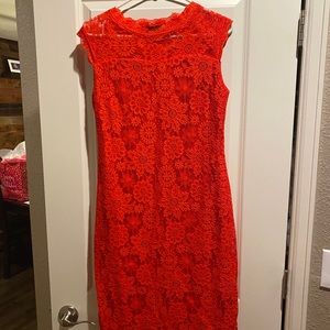 Red lace fitted dress